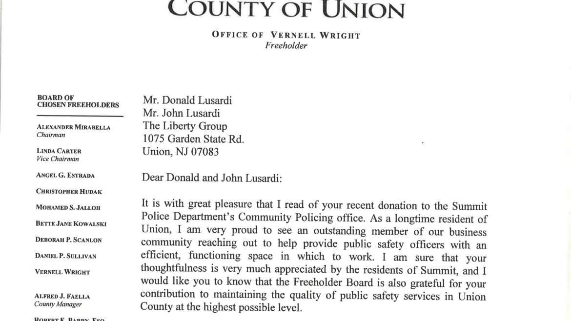 Thank you from County of Union