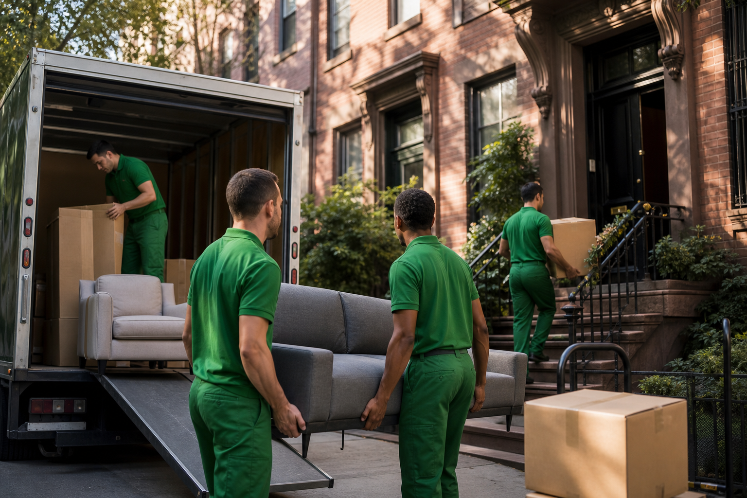 Professional movers loading freight elevator for NJ to NYC move — Lincoln Moving & Storage