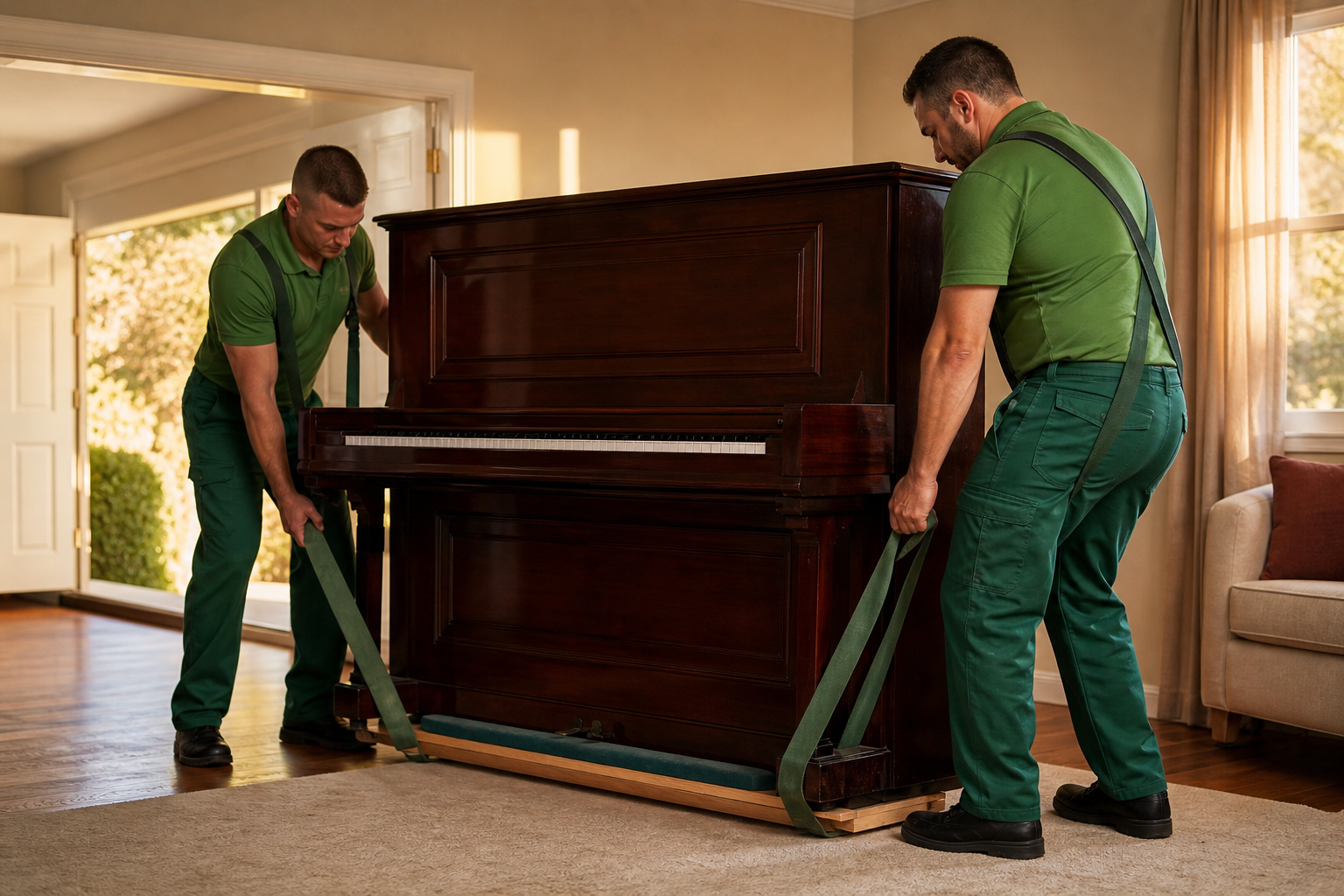 Lincoln Moving & Storage mover wrapping antique grandfather clock for specialty move in NJ