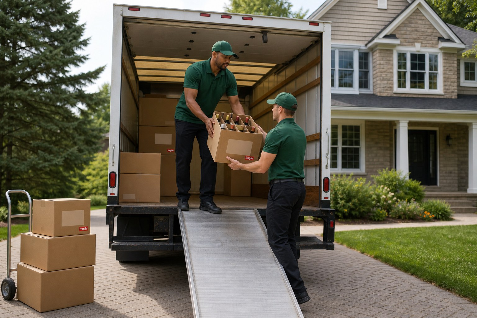 Wine collection moving NJ Lincoln Moving movers loading wine cases into a truck